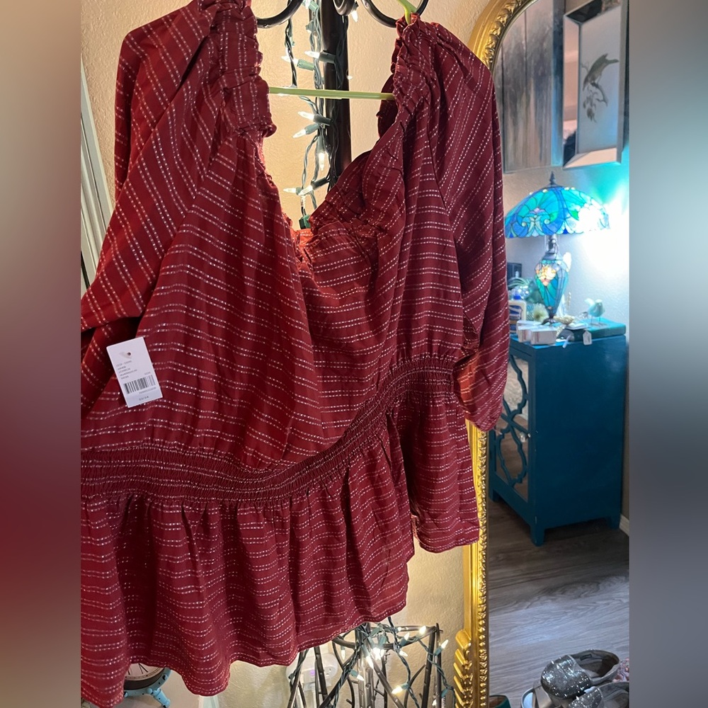 Lane Bryant Smocked Waist Blouse Sz 22/24 - Picture 10 of 11